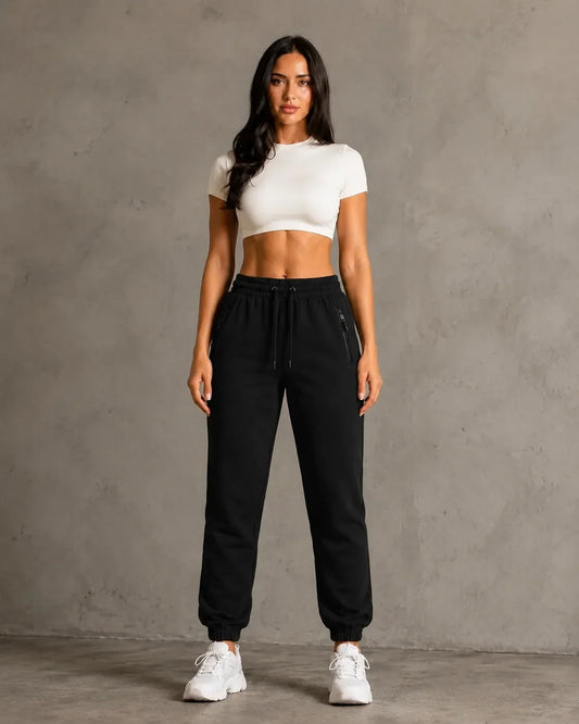 JOGGER CON CIERRE DAMA NEGRO