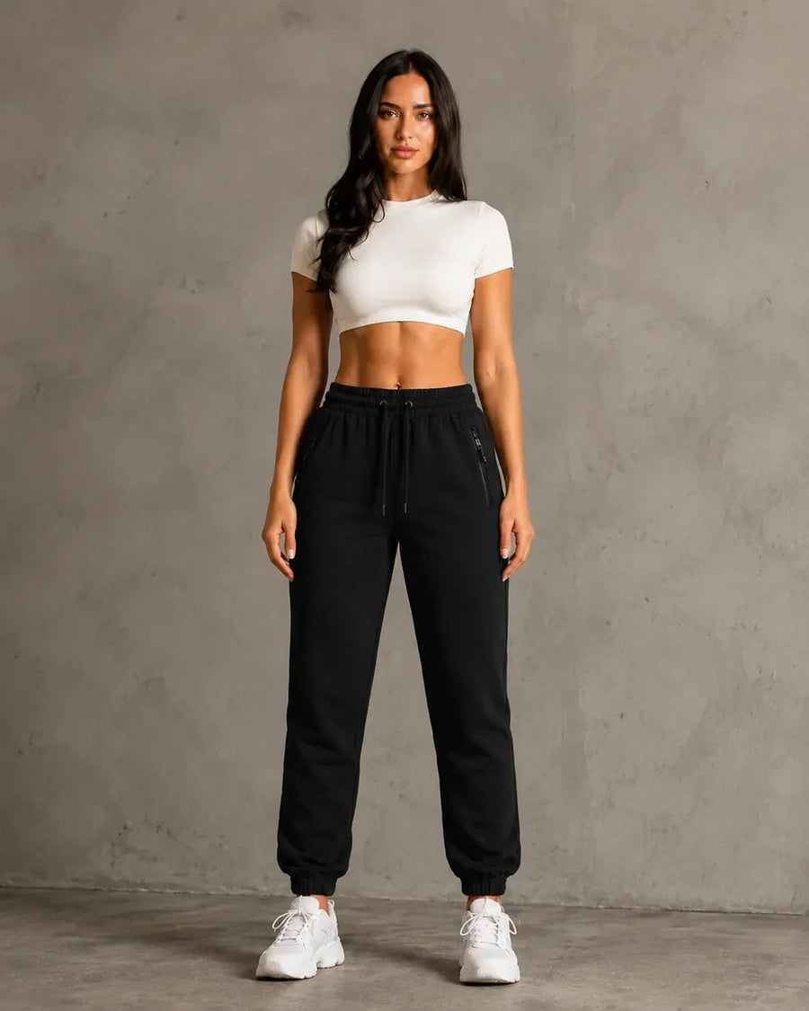 JOGGER CON CIERRE DAMA NEGRO