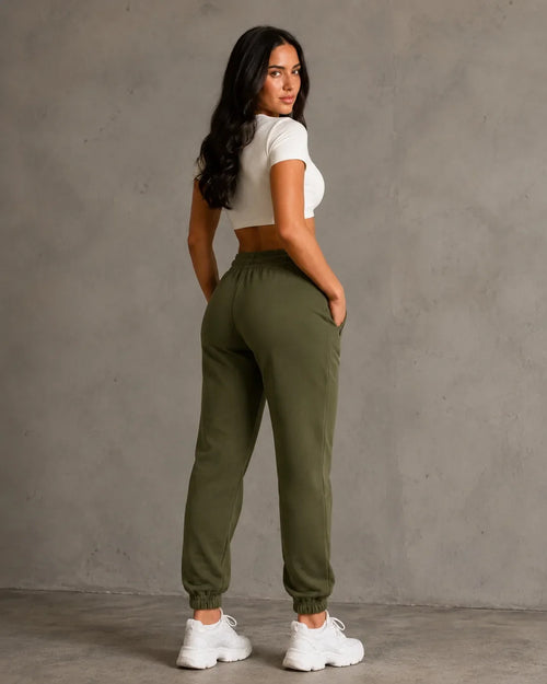 JOGGER CON CIERRE DAMA en VERDE MILITAR