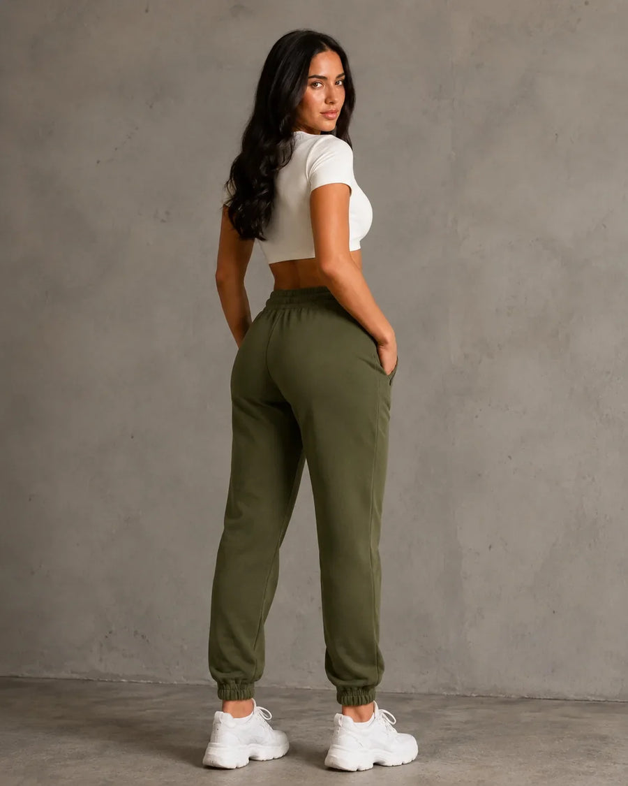 JOGGER CON CIERRE DAMA VERDE MILITAR