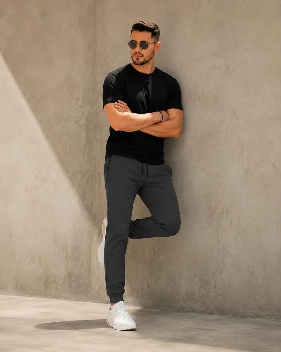JOGGER CON CIERRE GRIS OSCURO