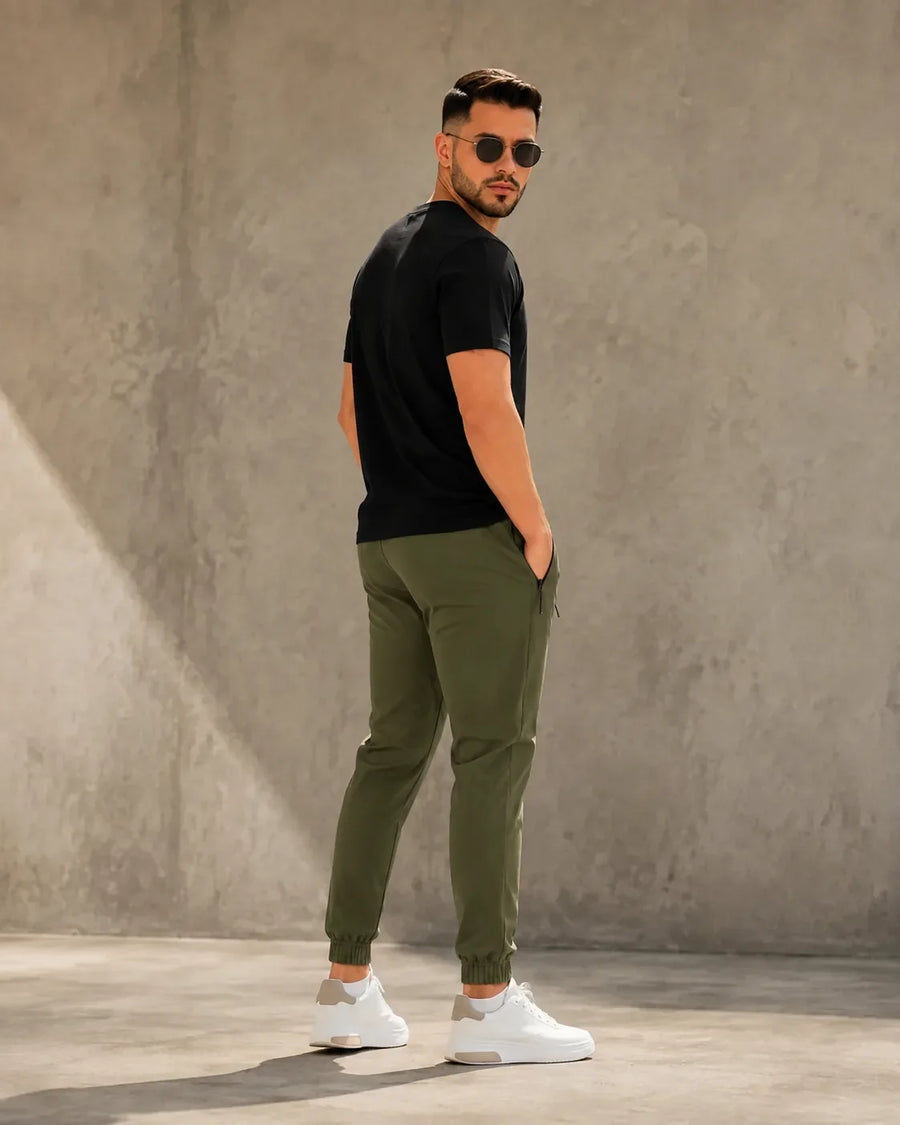JOGGER CON CIERRE VERDE MILITAR